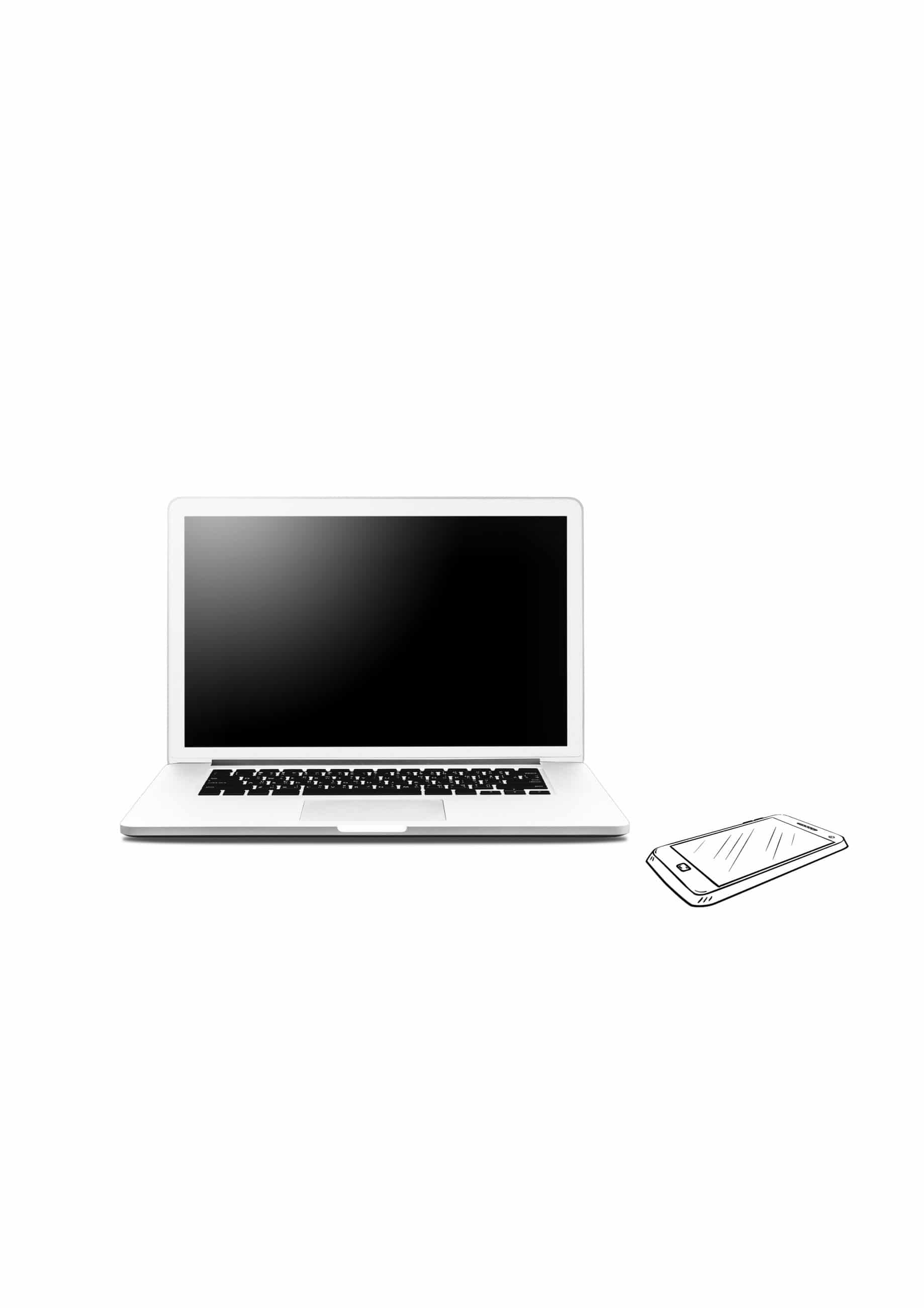Laptop und Smartphone vor weißem Hintergrund